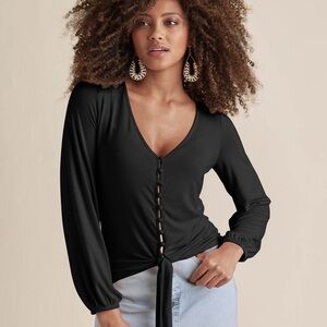 Venus Tie Front Button-Up Top